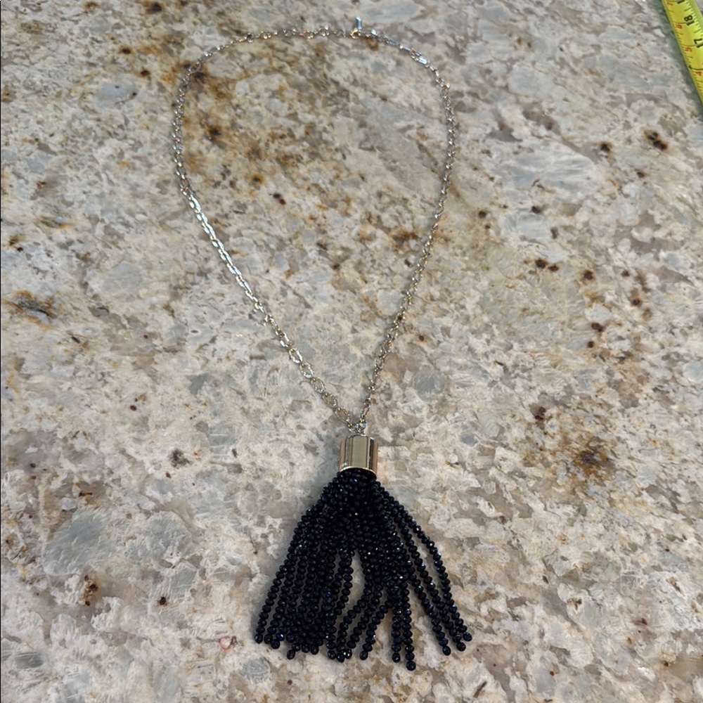 Sugarfix Black Beaded Tassel Necklace